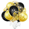 SHUNTAI 51st Birthday Decorations - Gold & Black Balloons, 12 inch, Latex, 15 Pieces, Confetti, Happy Birthday Party Supplies