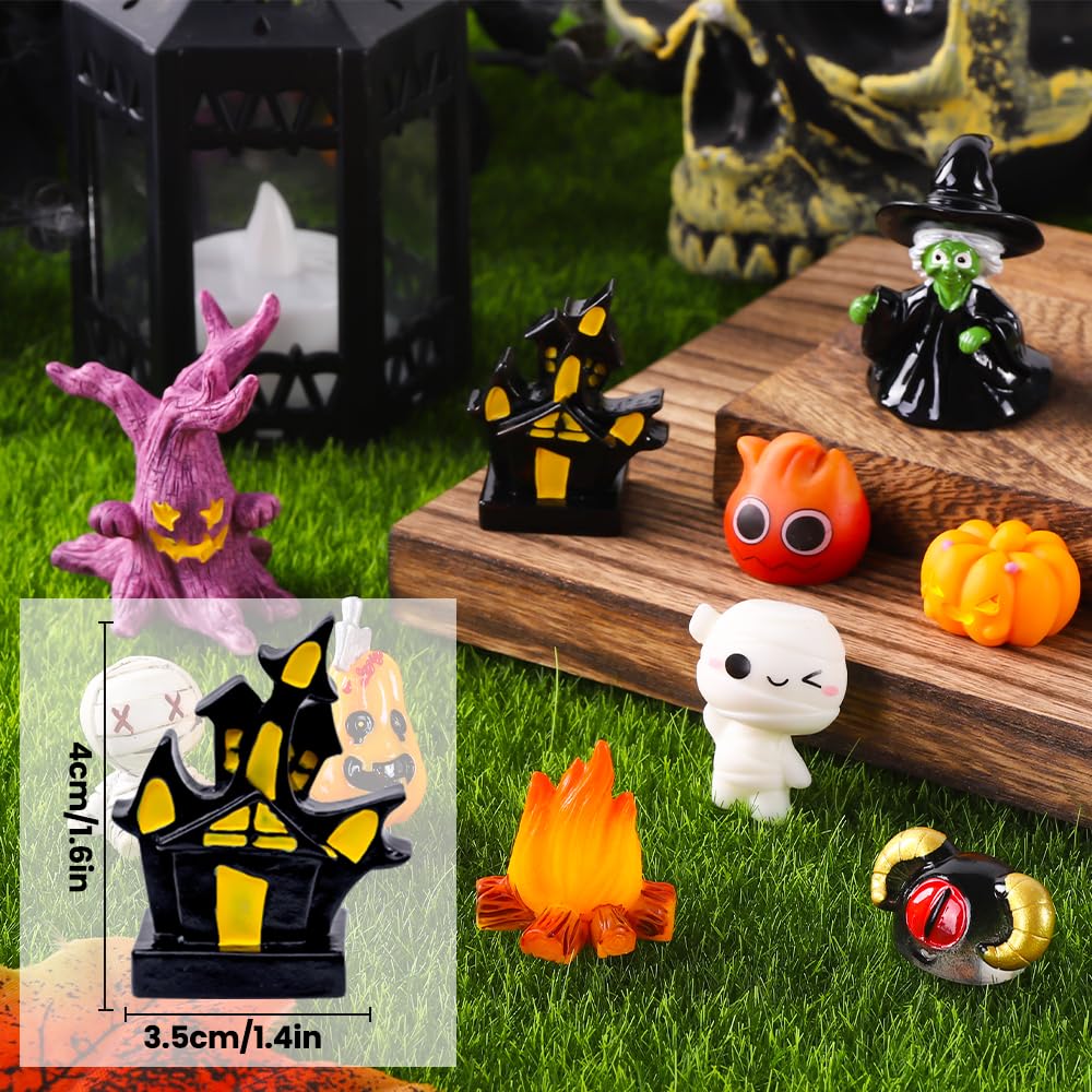 50pcs Halloween Mini Resin Figures 50 Styles Tiny Resin Figurines Little Small Figures to Hide Pumpkin Ghost Skull Miniatures Bu