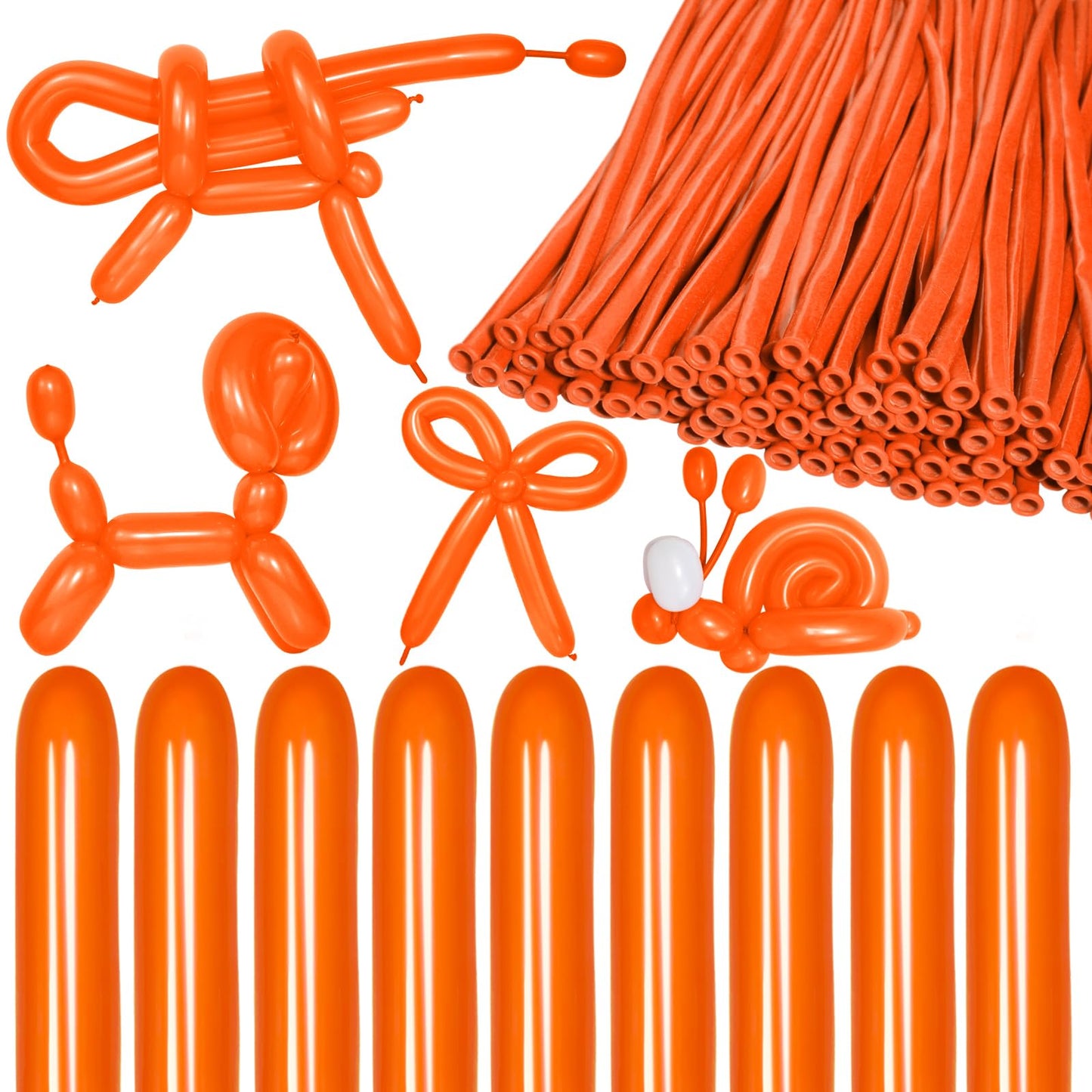 Kawkalsh 150Pcs 260 Balloon Orange, Long Skinny Balloons For Tying Balloon Arch, Twisting Balloons For Party Balloons Garland An