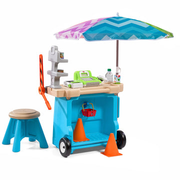 Step2 Stop & Go Market | Kids Pretend Play Store & Toll Booth with Toy Cash Register, Blue