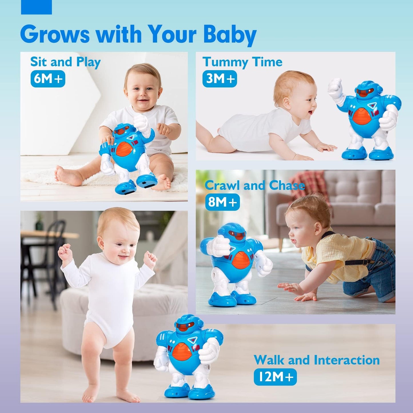 Hahaland Baby Walking Activity Robot Junior With Musical, Sounds, Light, Interactive Toys For 1 Year Old Boy