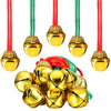 12 Pieces Christmas Bell Necklaces Large Gold Red Green Christmas Bell Necklaces for Craft Holiday Party Supplies (Cute Colors)