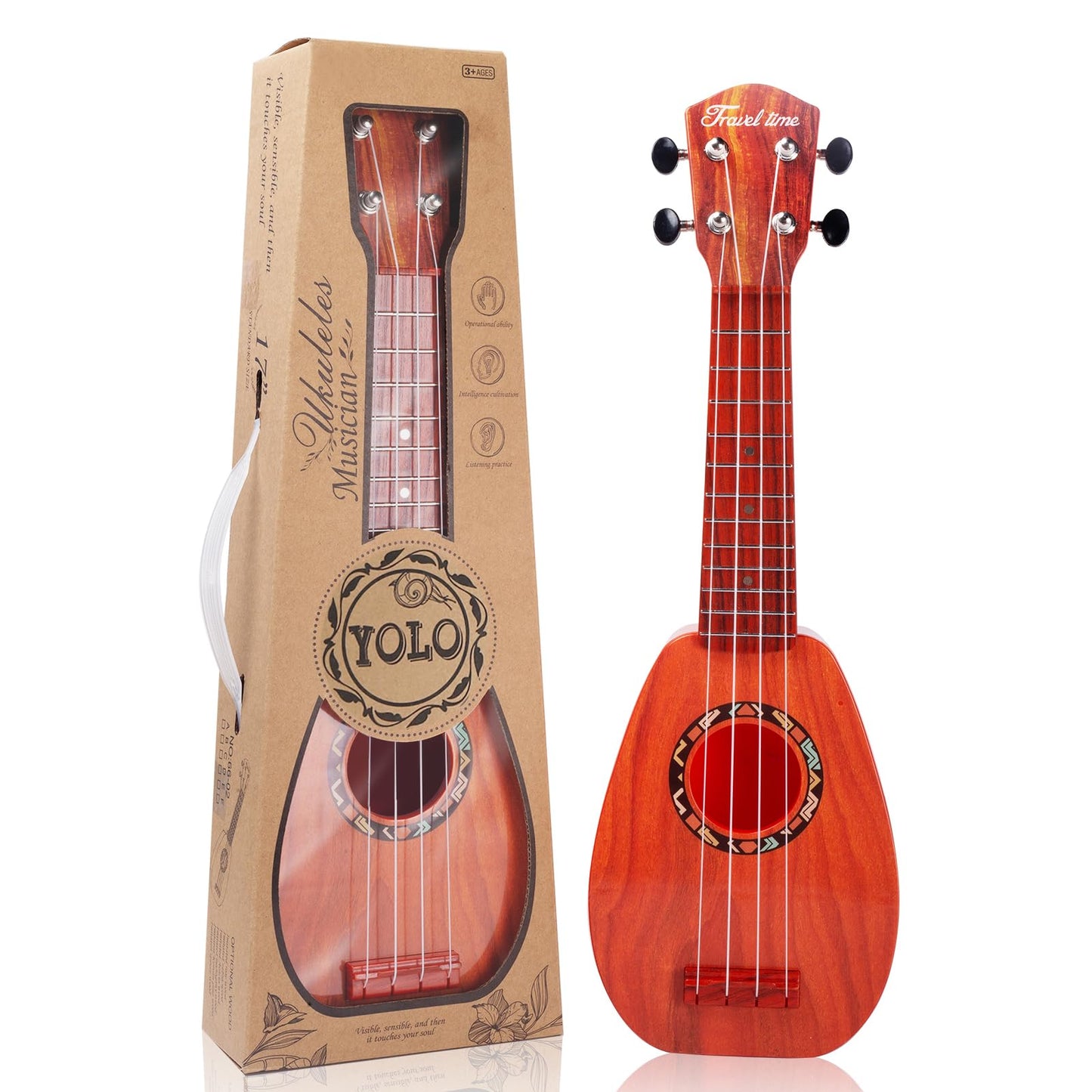 Yoloplus+ 17 Inch Kids Ukulele Guitar Toy 4 Strings Mini Children Musical Instruments Educational Learning Toy For Toddler Begin