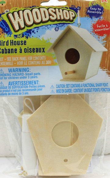 Set of 2 Kids DIY Woodshop Bird House and Bird Feeder - Easy To Assemble Activity Sets for Children