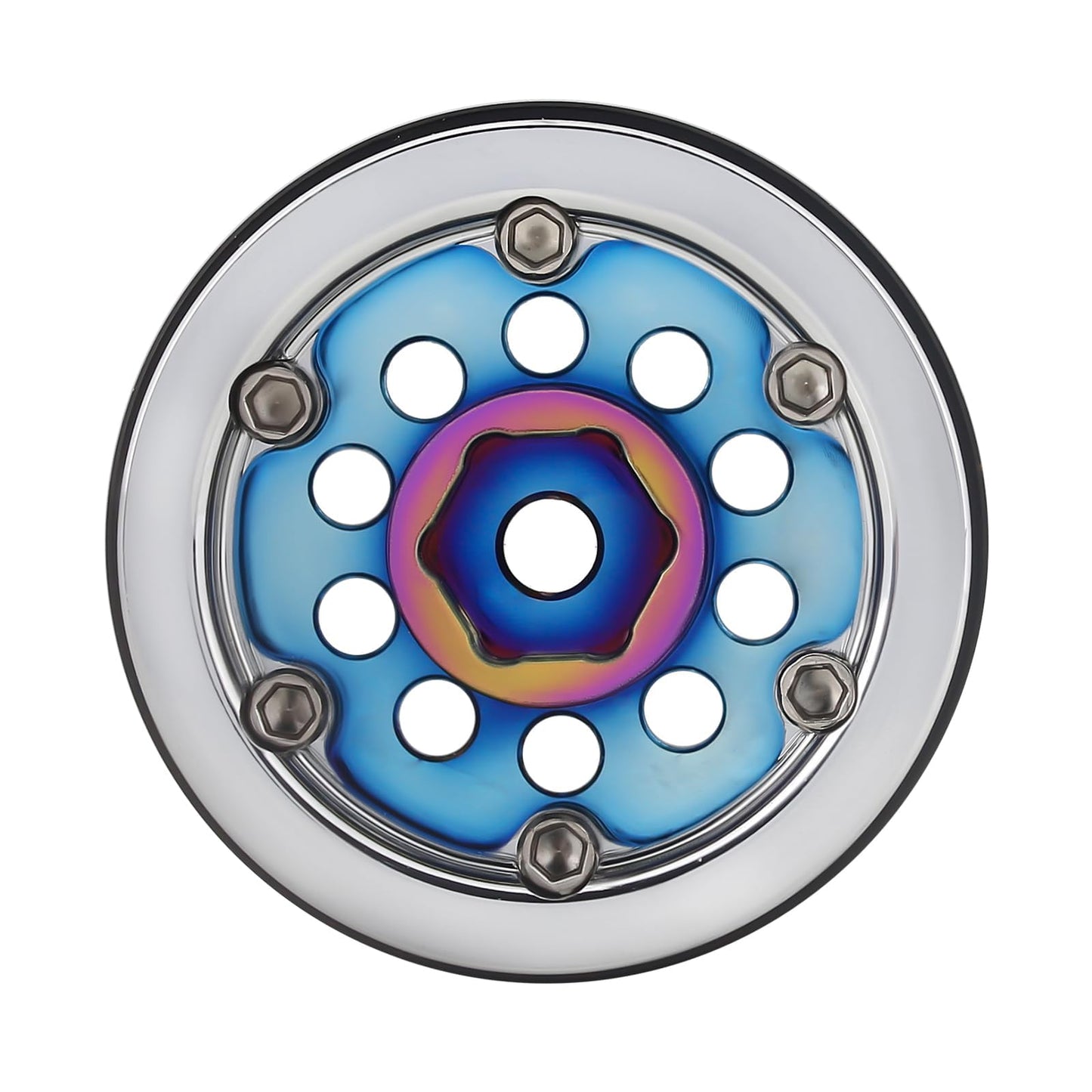 Injora 1.0 Beadlock Wheel Rims Black Coating Brass Rims For 1/24 1/18 Rc Crawler Car Axial Scx24 Ax24 Trx4M Fcx24, 39G(Rainbow)