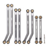 INJORA High Clearance Front 4 Links Set for SCX24 JLU Crawler - 8PCS, Grey, Aluminum, Model SCX24-71GL, Small Size