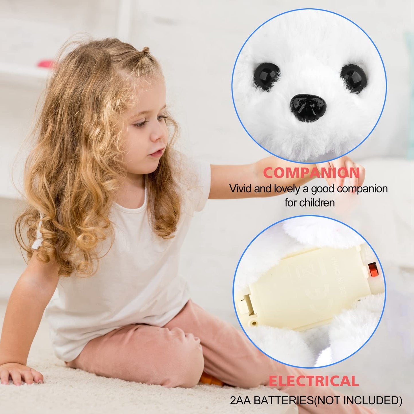 Worwoder Plush Bichon Frise Toy Puppy Electronic Interactive Pet Dog - Walking, Barking, Tail Wagging, Stretching Companion Anim