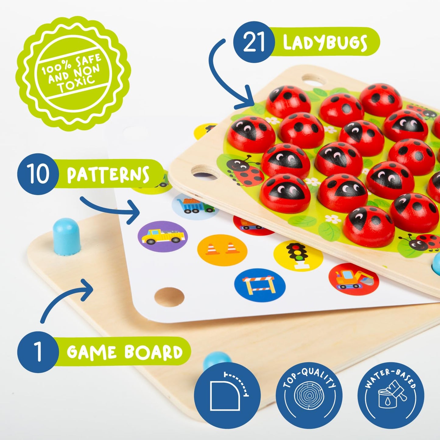 Nene Toys Ladybug’S Garden Memory Game – Wooden Matching Games For Toddlers 3-5 – Travel Toy For Boys Girls, Road Trip Essentials For Toddler, Airplane, Car - Ideal Christmas, Birthday Gifts
