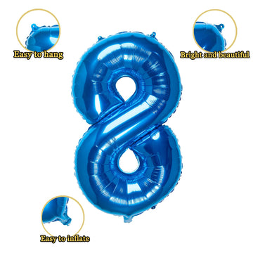 32 Inch Blue Number 8 Balloons Foil Ballon Digital Birthday Party Decoration Supplies (Blue Number 8 Balloon)
