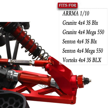 RCMYou Drive Shaft Upgrades for 1/10 ARRMA Vorteks/Granite/Senton 4x4, Red C-Hubs, Steering Blocks & Support