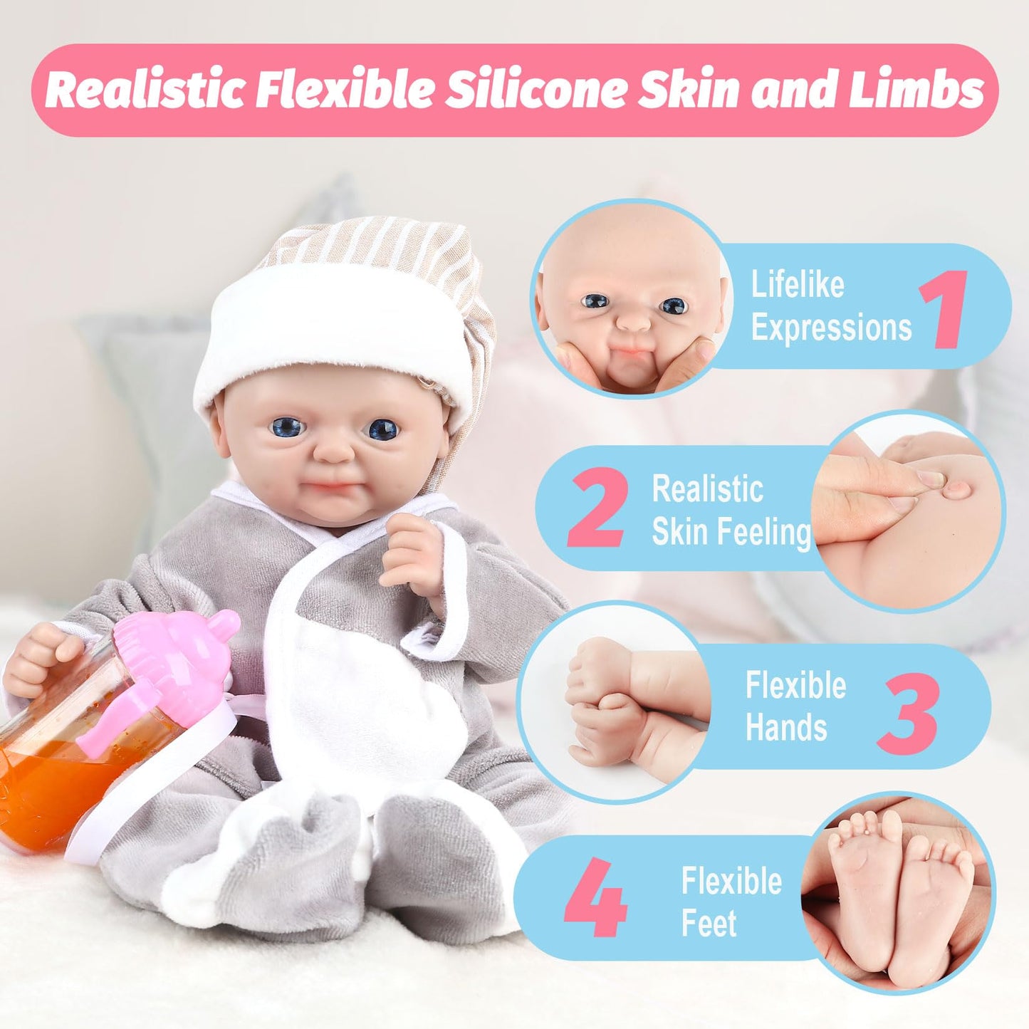 Vollence 12 Inch Full Body Silicone Baby Doll Boy Lifelike Reborn Doll Surprice Children Anti - Stress - Boy