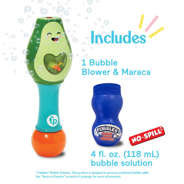 Little Kids Shake and Go Bubble Maraca Toy - 2-in-1 Musical Wand & No Spill Bubble Solution - Ages 18+ Months - Multi Color - Model 1615