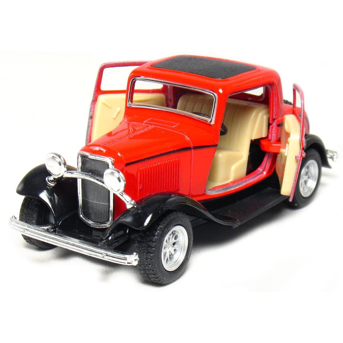 KiNSMART Set of 4: 5'' 1932 Ford 3-Window Coupe 1:34 Scale (Green/Maroon/Red/Yellow) Toy, Multicolor