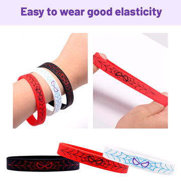 yisncka 24Pcs Spider Silicone Wristbands Bracelets hero Spider Party Decorations Supplies for Spider Theme Boys Girl Birthday Pa