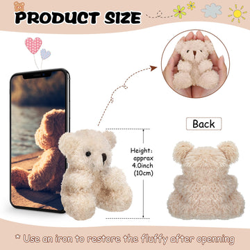 6 Pieces Mini Bear Plush Stuffed 4 Inch Small Bear Bulk Animal Toys For Baby Shower Party Favors Tiny Soft Doll Gifts For Graduation Keychain Bag Charm Supplies(Brown, Apricot)