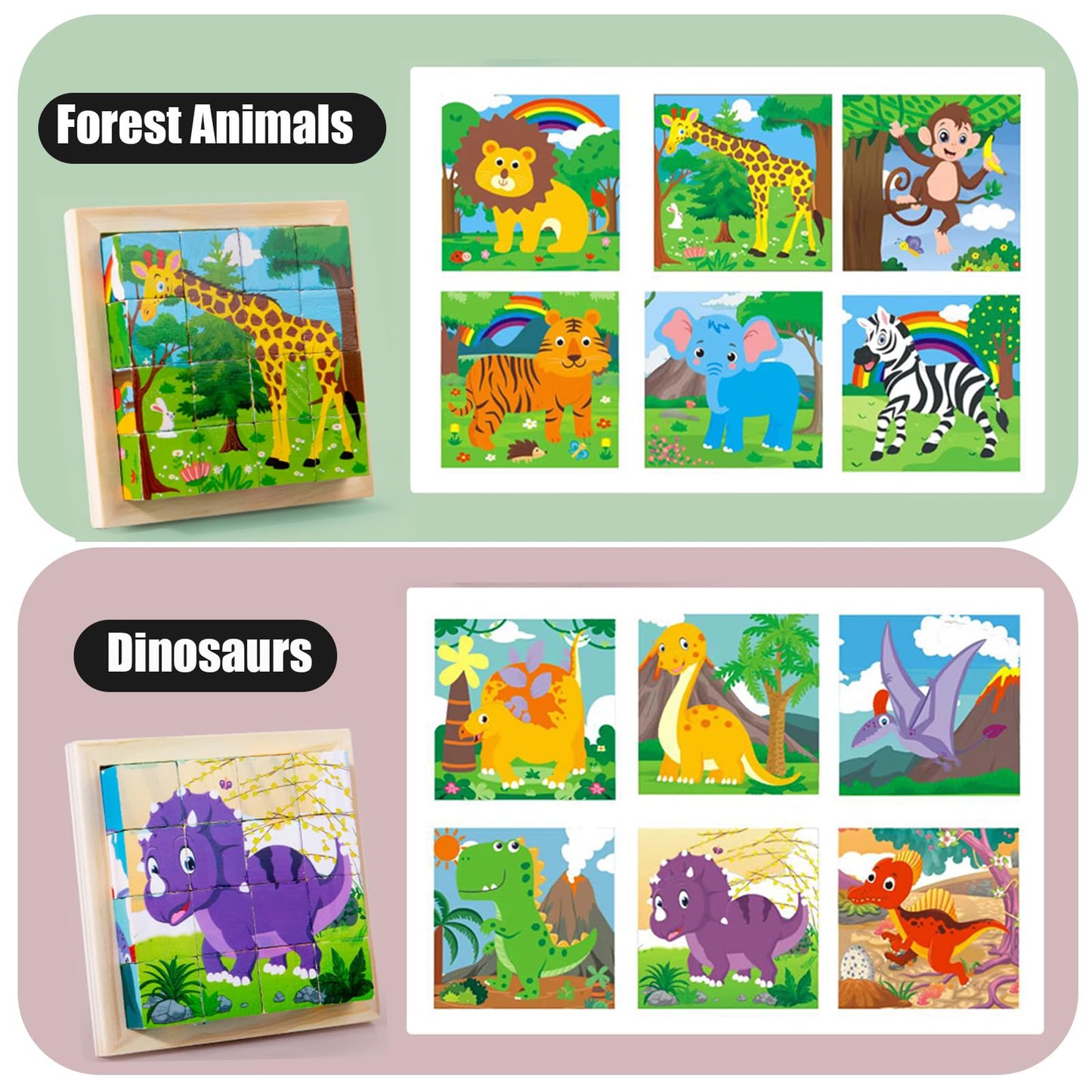 Cube Puzzle With Storage Tray,Toddler Kids Puzzles Ages 3 4 5 6,Educational Learning Montessori Toys For 3 4 5 Year Old,Puzzles