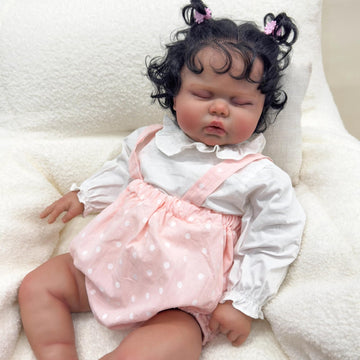 KOKOMANDY Lifelike Reborn Baby Dolls Black Girl 24 inch Dark Skin Realistic Toddler Look Real African American Biracial Reborn B