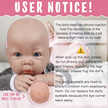 Vollence 17 Inch Full Body Silicone Baby Doll That Look Real Boy,Eyes Open Realistic Reborn Real Lifelike Baby Dolls - Boy