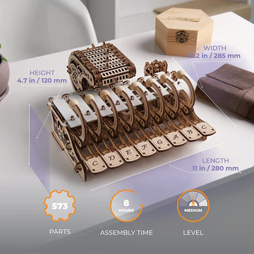 UGEARS Mechanical Celesta 3D Wooden Puzzle Kit for Adults - 573 Pcs, Brown, DIY Music Lover Gift