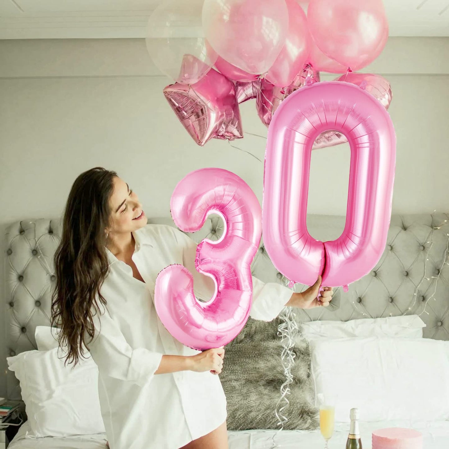 Pink Number 0 Balloon 40 Inch, Big Large Foil Helium Number Balloons, Jumbo Giant Mylar Number 0 Balloons For Birthday Party Dec