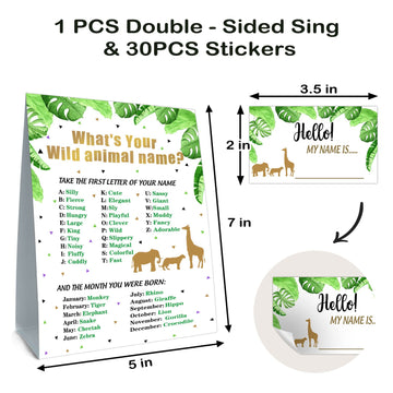 What'S Your Wild Animal Name Game - Wild Animal Birthday Party Game,Girl And Boy Birthday Supplies, Activity, Decorations(1 Wild