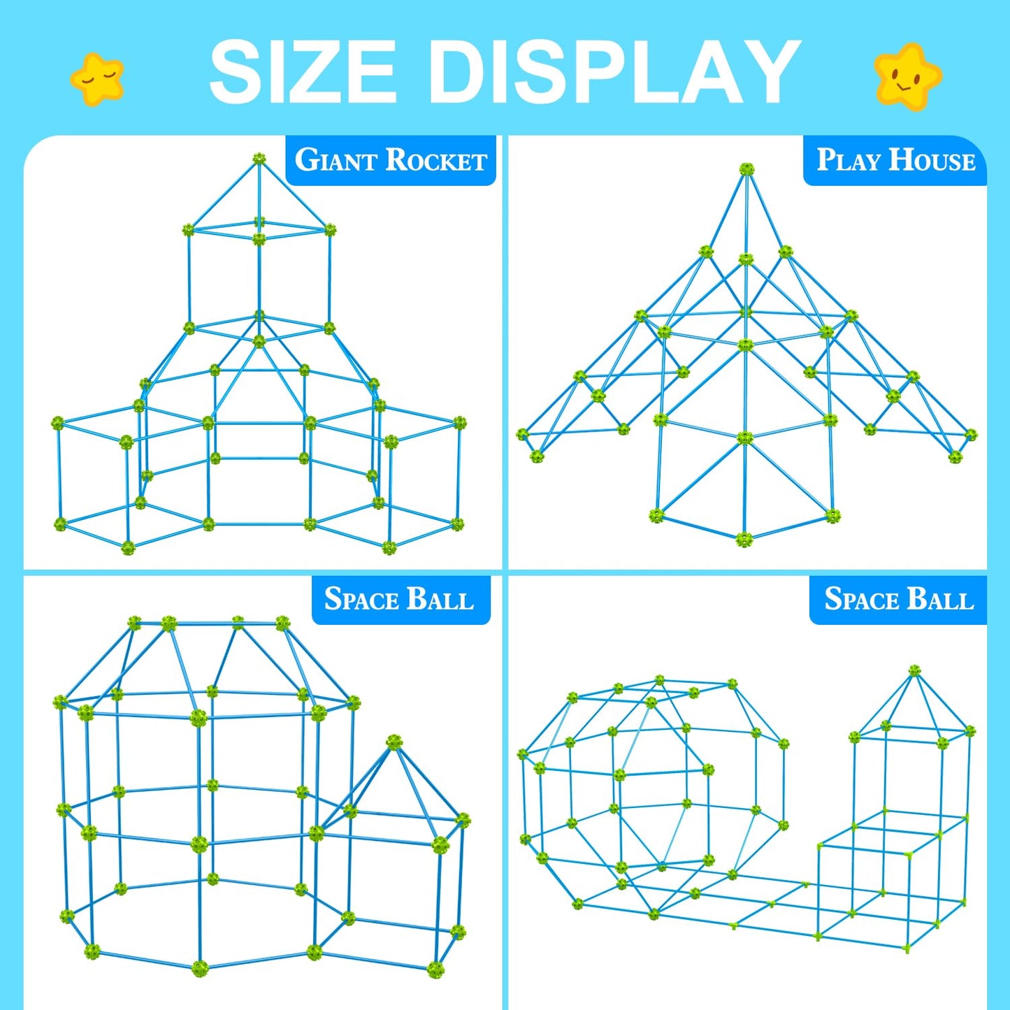 Springflower Fort Building Kit For Kids,Stem Construction Toys, Educational Gift For 3 4 5 6 7 8 9 10 11 12 Years Old Boys And Girls,Ultimate Creative Set For Indoor & Outdoors Activity,140 Pcs,Green