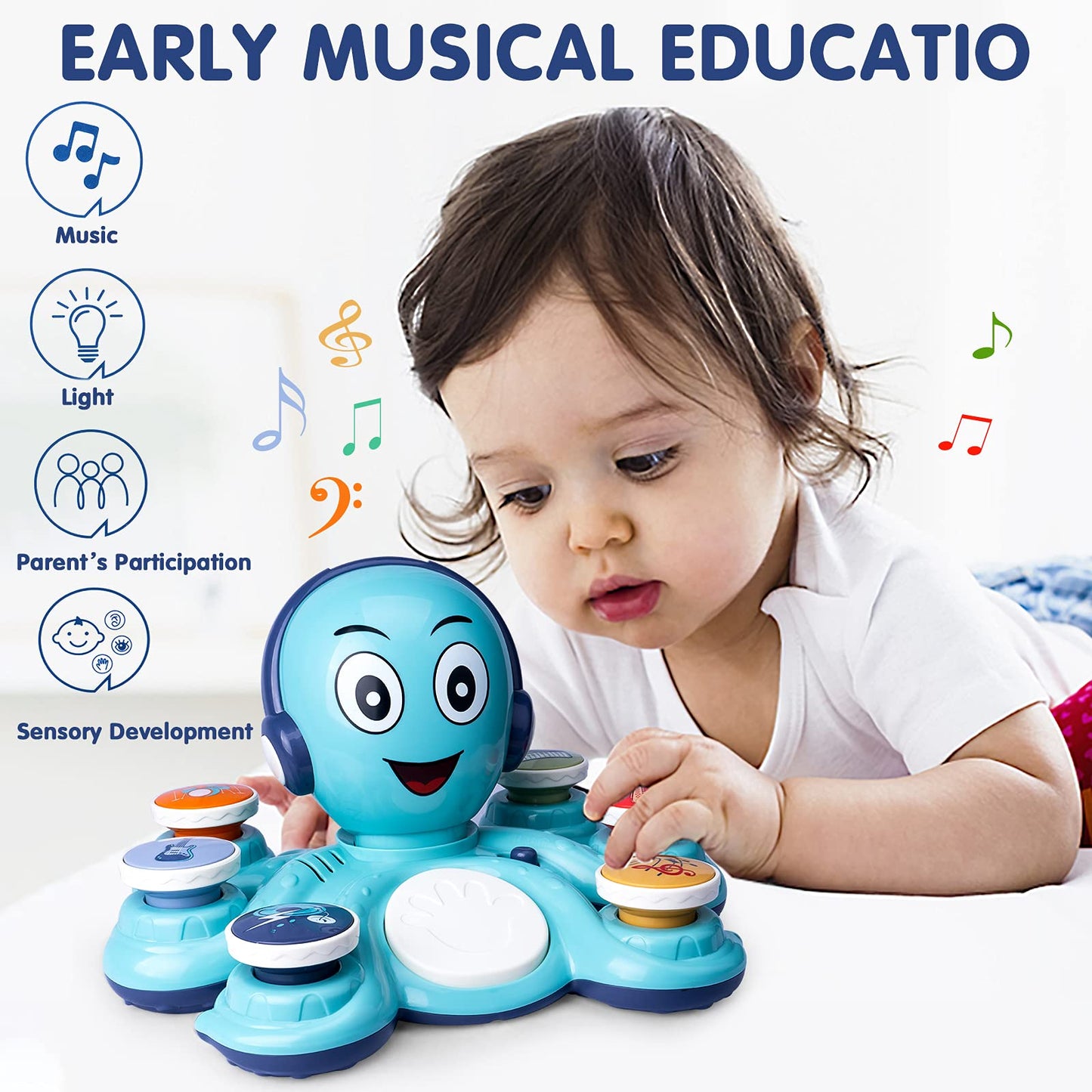 Baby Musical Toys Learning Toys For Toddlers, Octopus Music Toys, Preschooler Musical Educational Instruments Toy For Baby, Birt