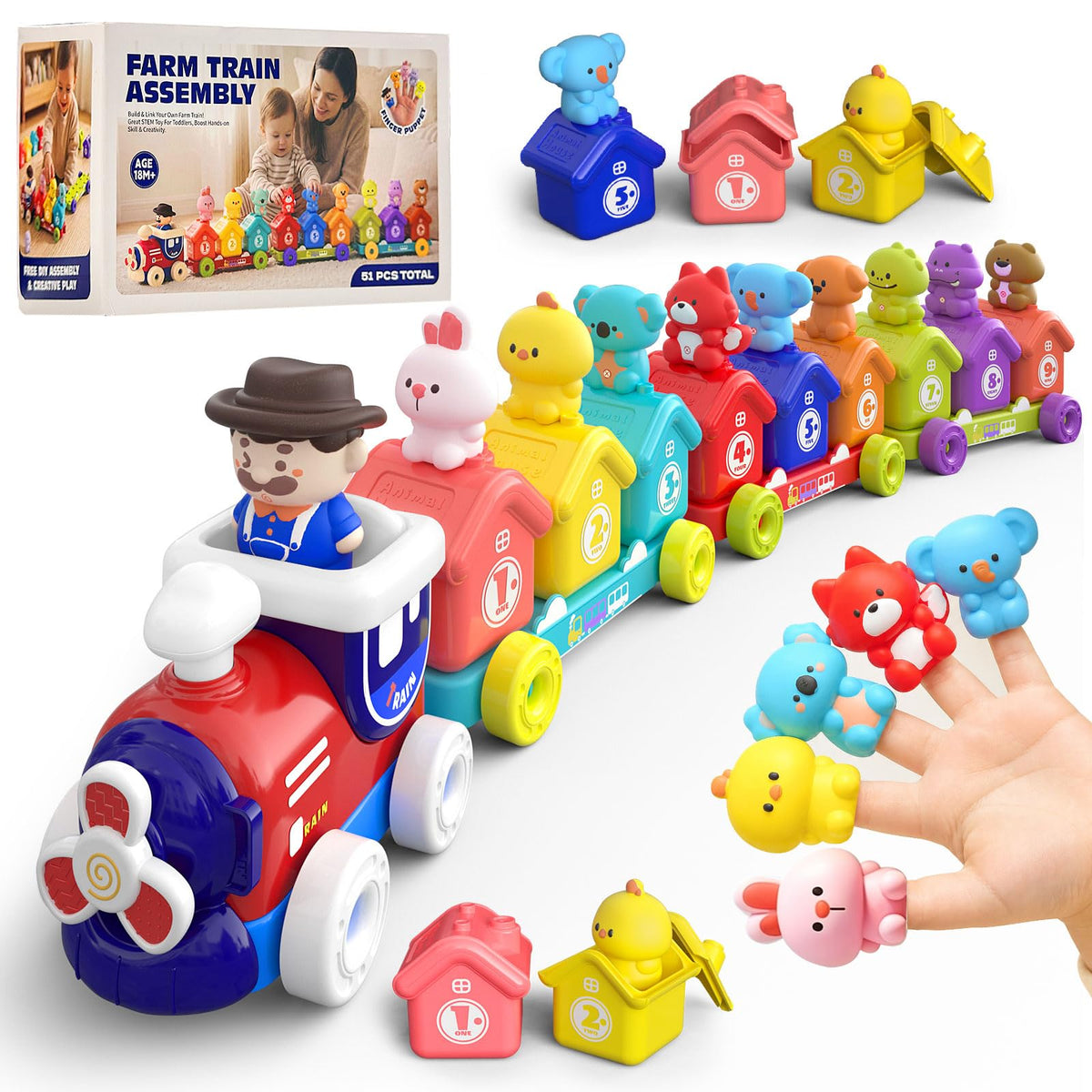Learning Train Toy Train Set, Push and Pull Toy with Stacking Blocks Toys