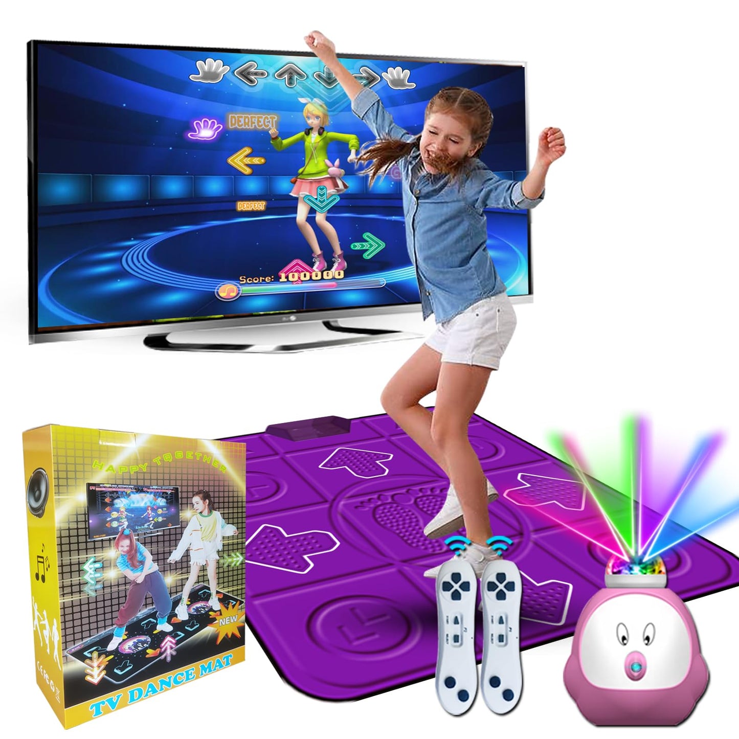 Yrprsodf Dance Mat For Kids And Adults, Dance Mat Tv Game For Kids,Musical Dancing Mats For Girls With Camera Ar Game,Christmas Birthday Gifts For Girls & Boys,Pur-Ple