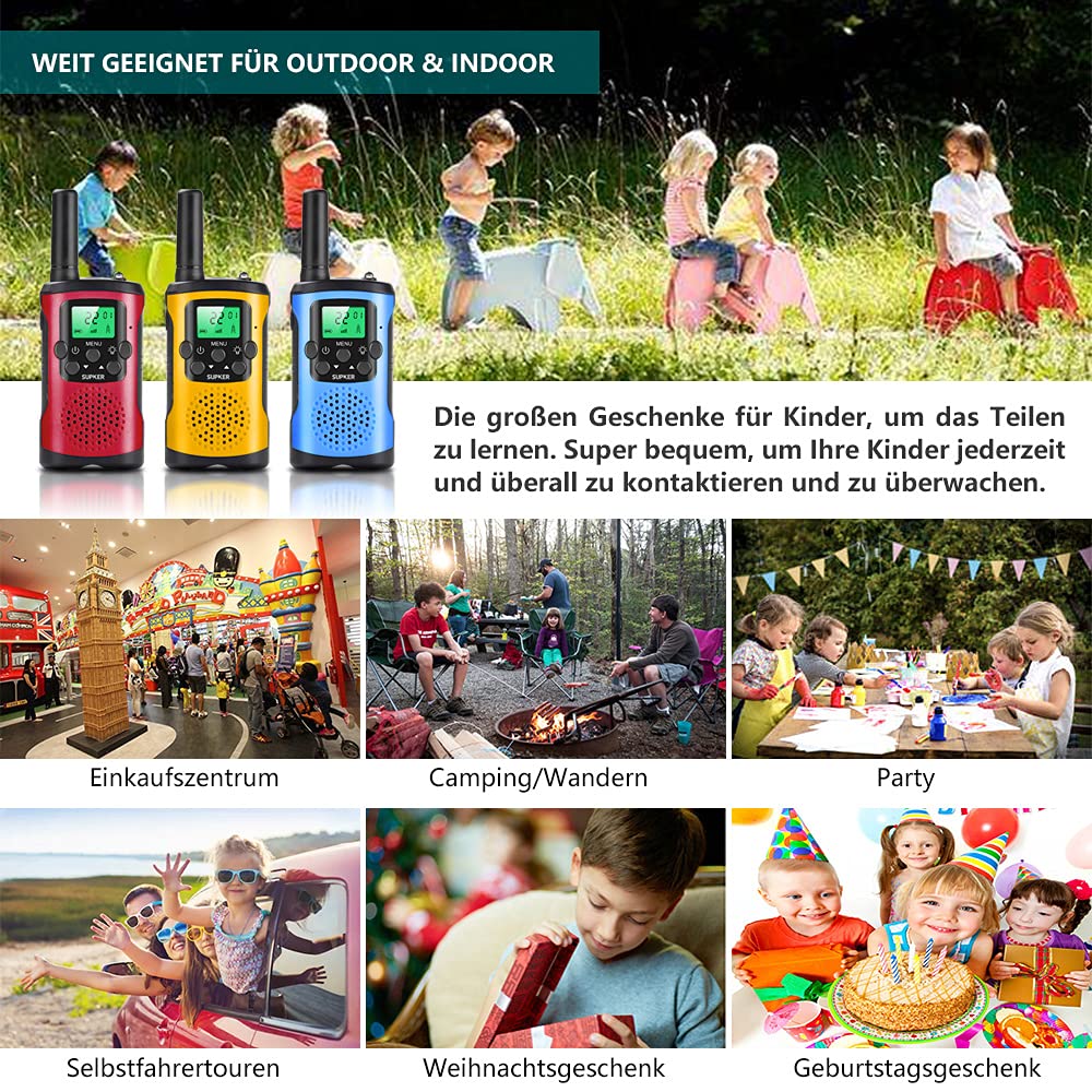 Walkie Talkies For Kids 3Pack, 22 Channels 2 Way Radio Kids Talks Toy For 3 To 12 Year Old Boys Girls Gift, 3 Miles Long Range For Outdoor Camping Game