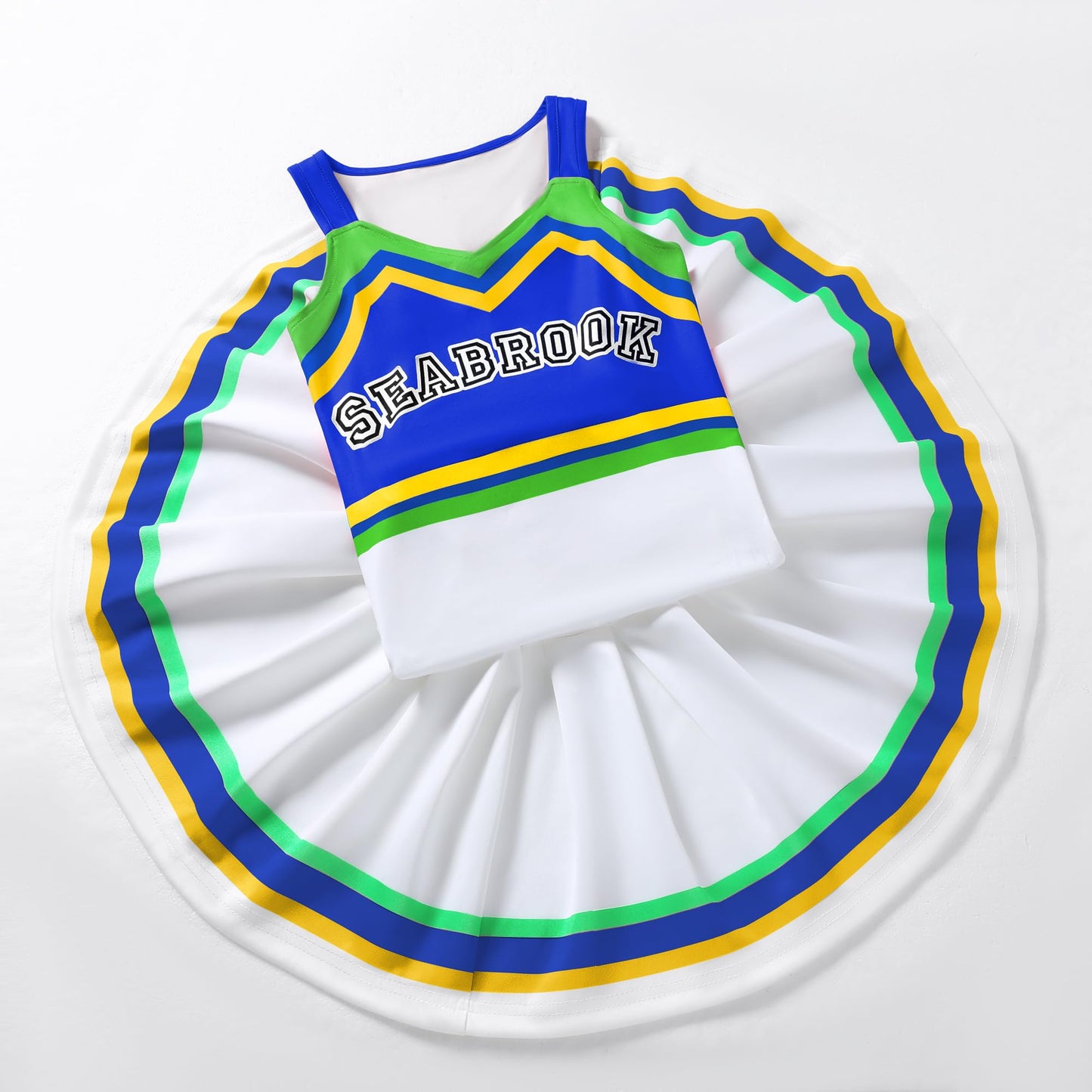 ZapLute Cheer Outfits for Girls Cheer Uniform Costume Set with Pom Poms Bow and Socks for Halloween School Spirit Day Dress Up Ages 5 to 12