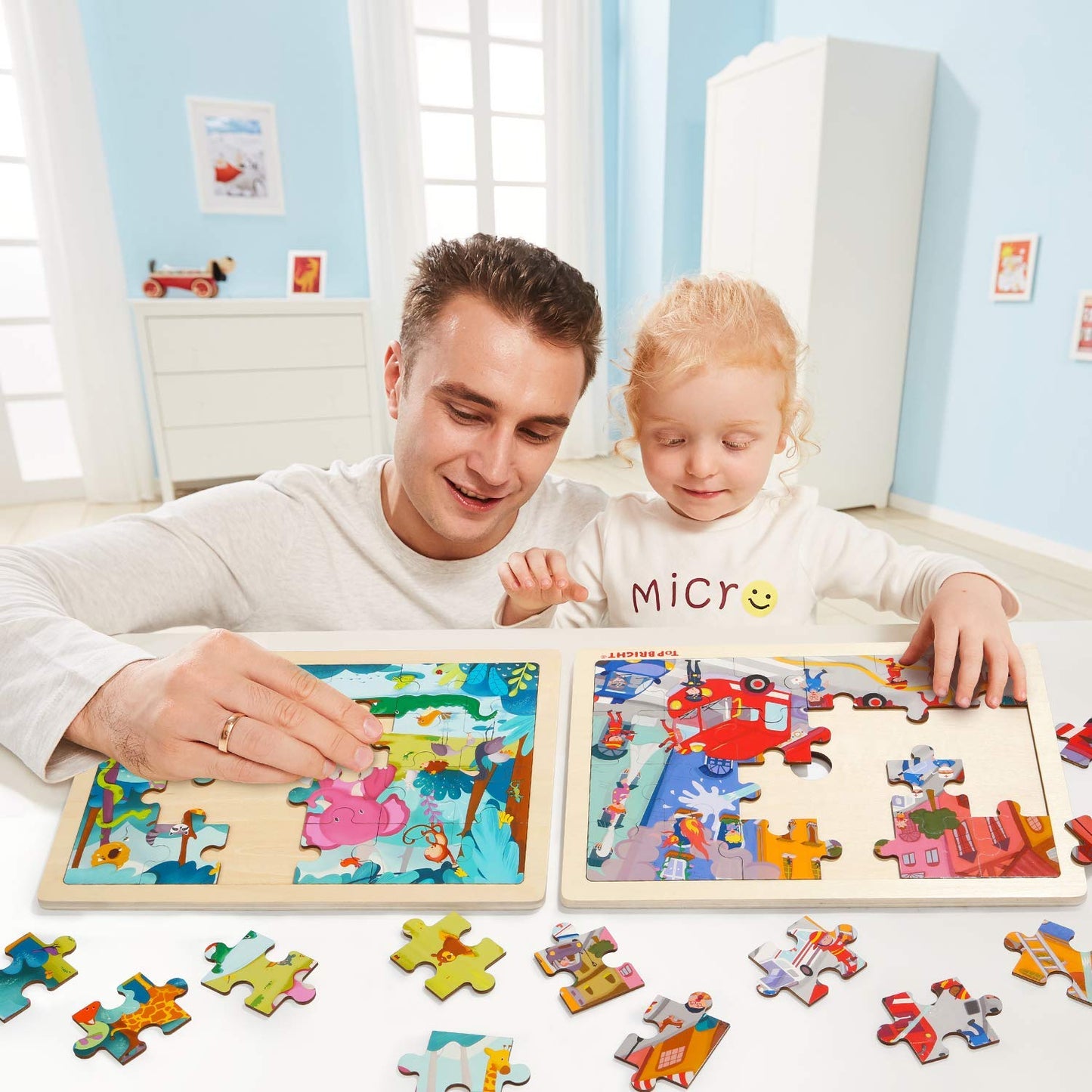 Top Bright 24 Piece Toddler Puzzles 3 Year Old - Wooden Jigsaw Puzzles For Kids Ages 4-8 - Forest Animals