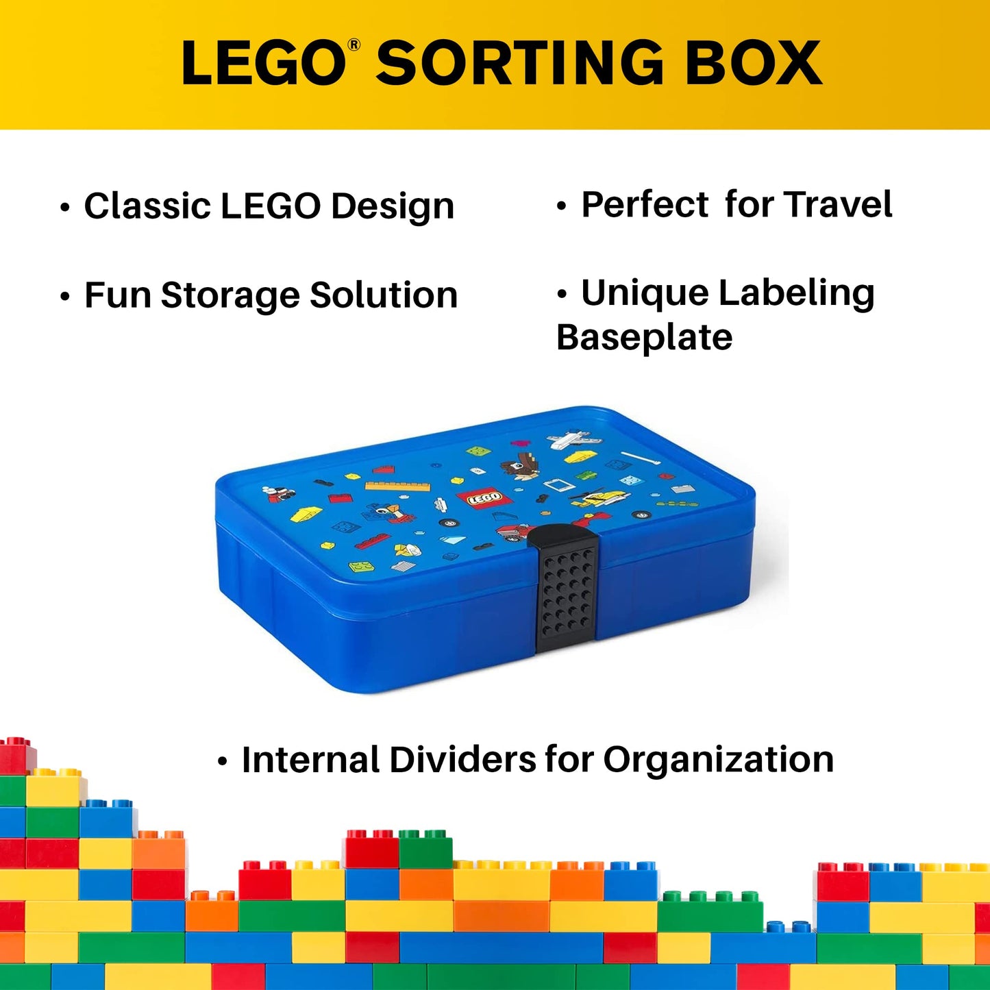 Room Copenhagen, Lego Sorting Box - Brick Storage With Organizing Dividers - Iconic Blue