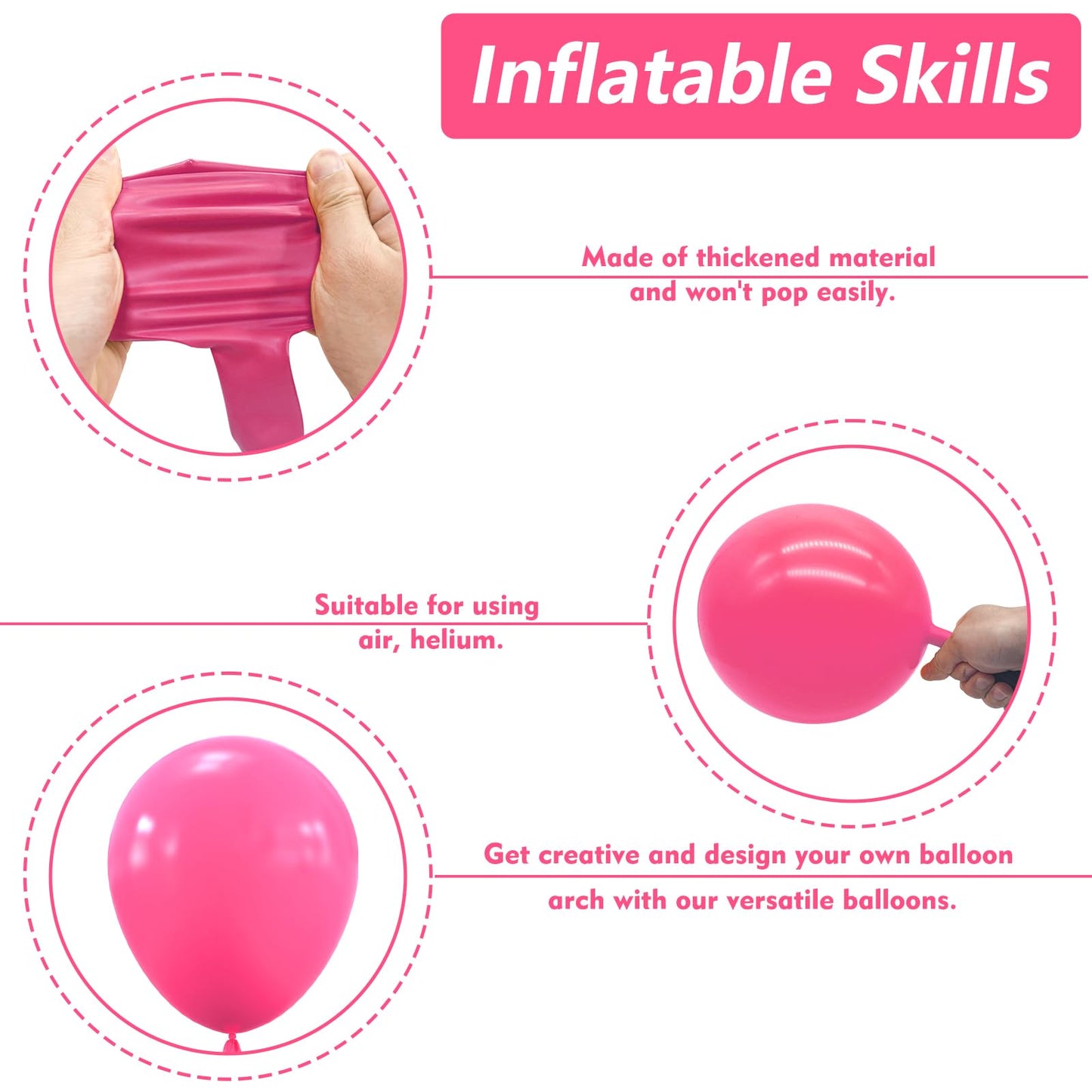 Nisocy Hot Pink Latex Balloon Arch Garland Kit, 102Pcs 18In 12In 10In 5In For Baby Shower Wedding Birthday Valentines Day Prince
