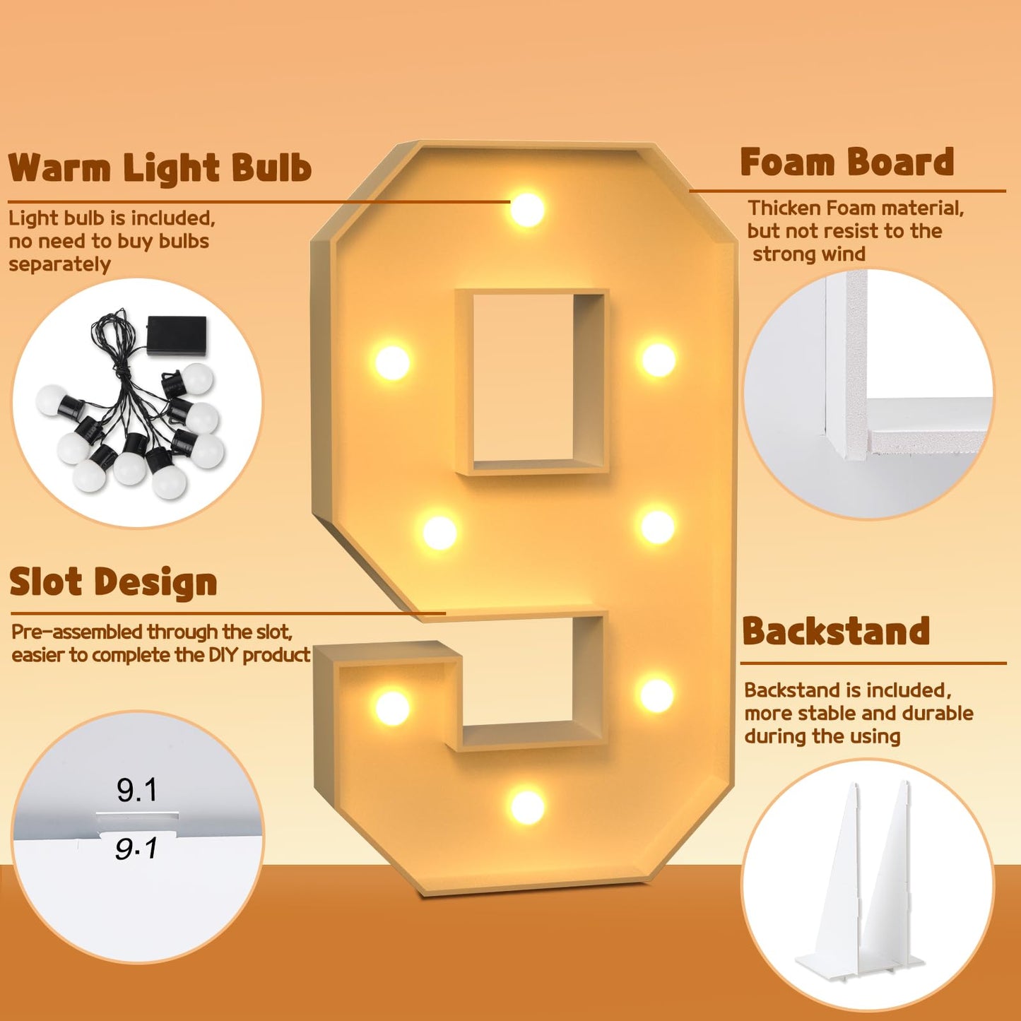 Imprsv 3Ft Light Up Numbers, Marquee Numbers For Birthday Decorations Anniversary Party Decor, Mosaic Numbers For Balloons Numbe