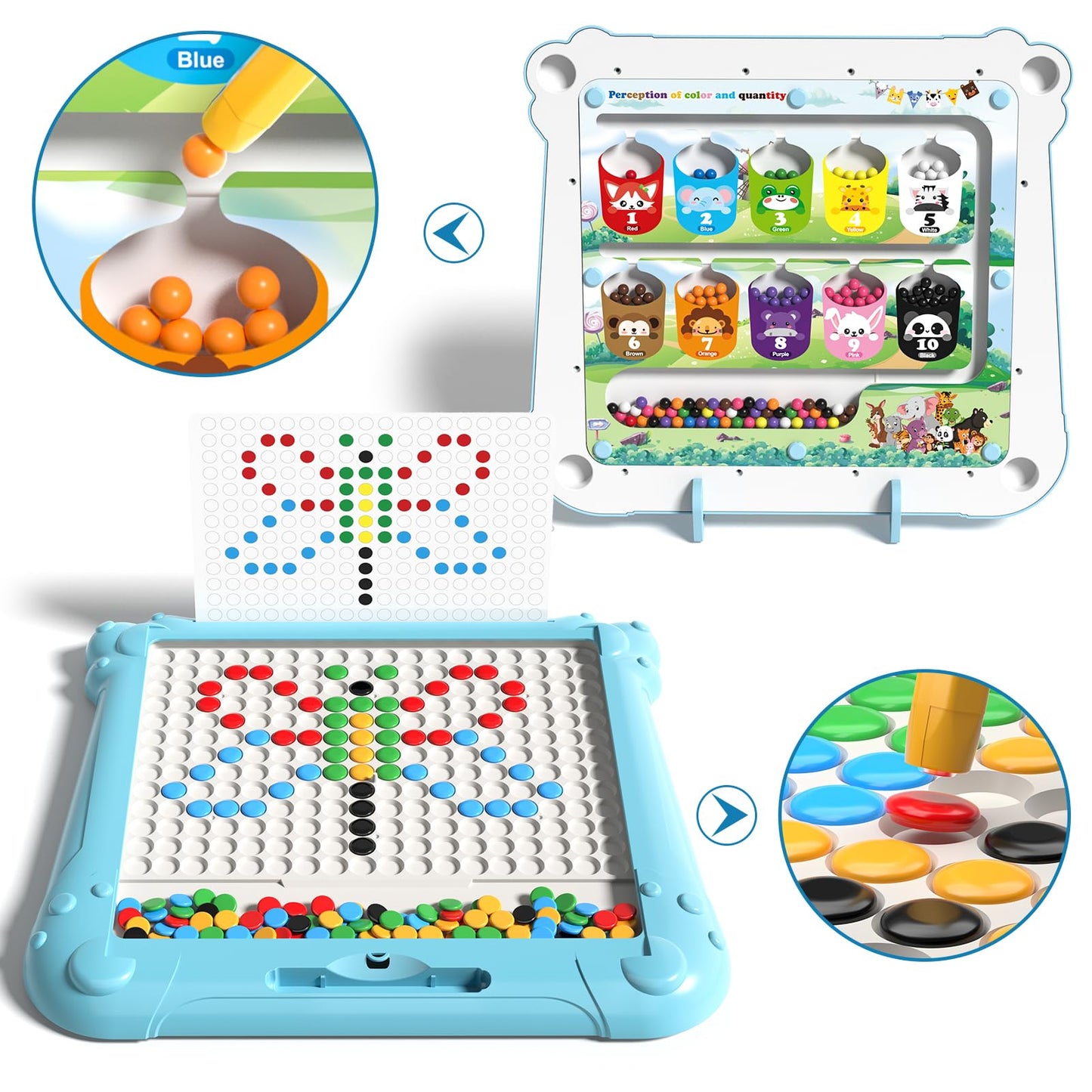 2-In-1 Large Magnetic Drawing Board For Toddlers Kids, Magnetic Color And Number Maze, Magnetic Dot Art Board For Kids, Montesso