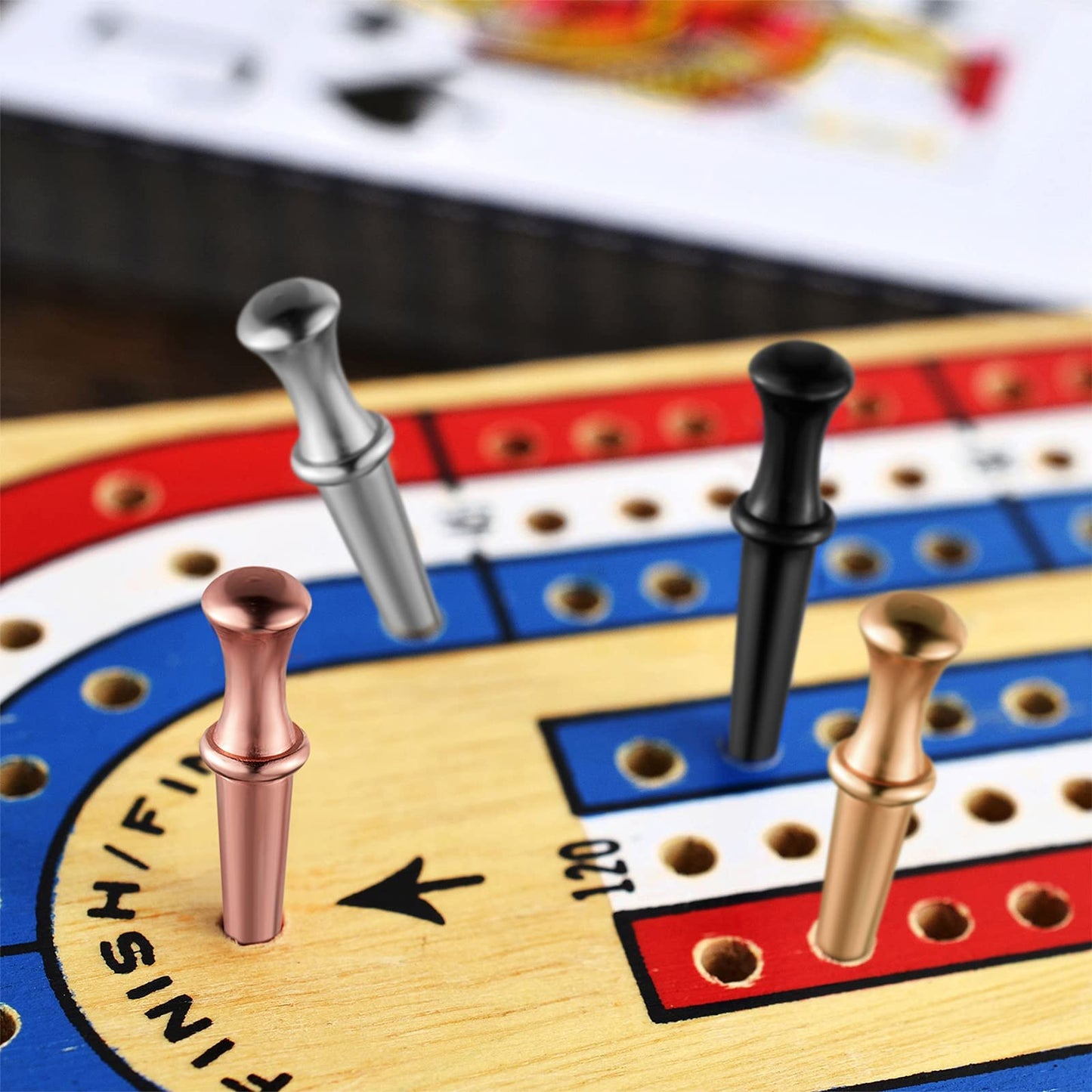 120 Pieces Metal Cribbage Pegs Crib Board Pegs 4 Colors Crib Pegs Fit 1/8 Holes With Drawstring Storage Pouch Tapered Design For Family And Friend Cribbage Traditional Board Game