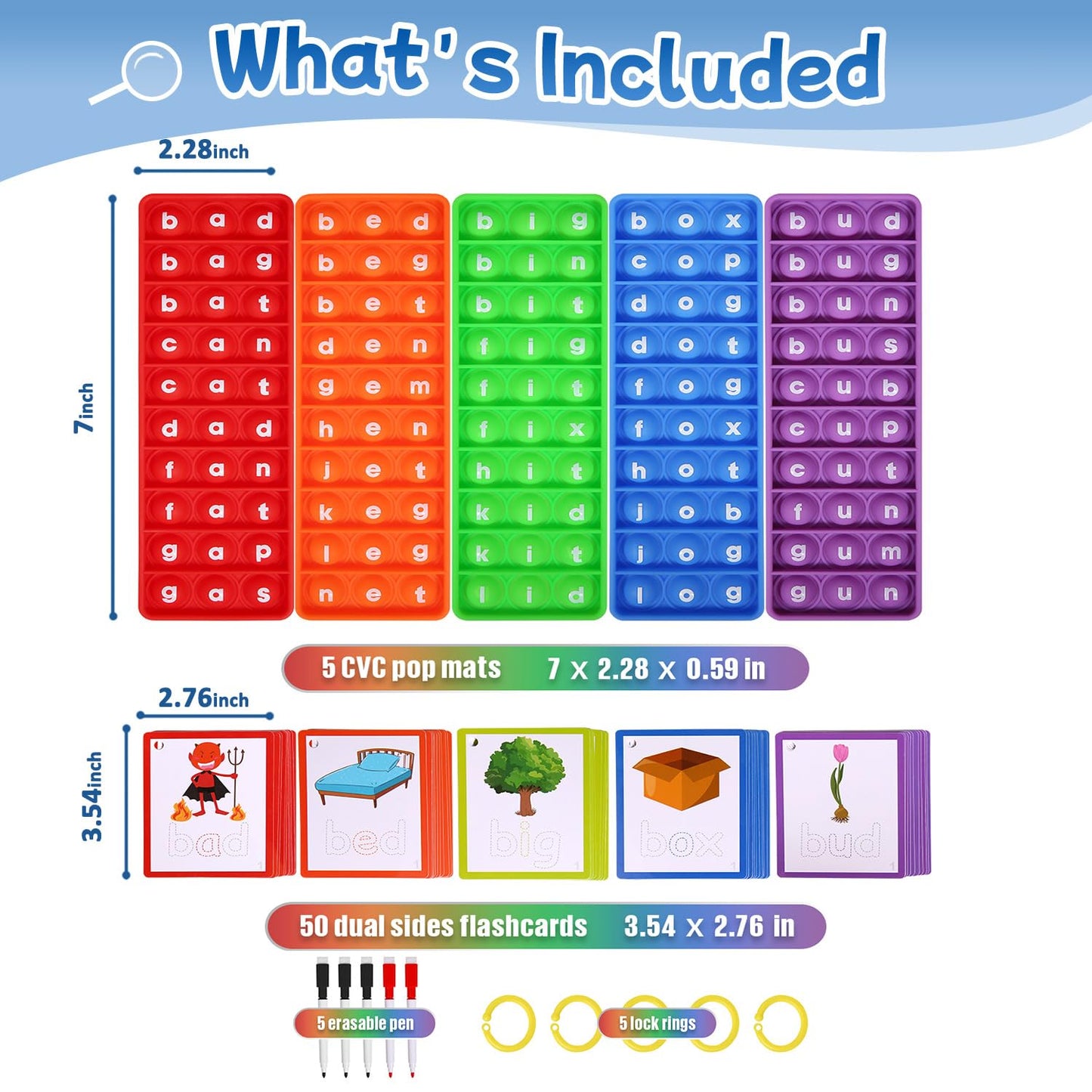 Anemeeoke Cvc Word Games, Phonics Interactive Flash Cards For Preschool & Kindergarten Classrooms, Manipulative Spelling Toy - L