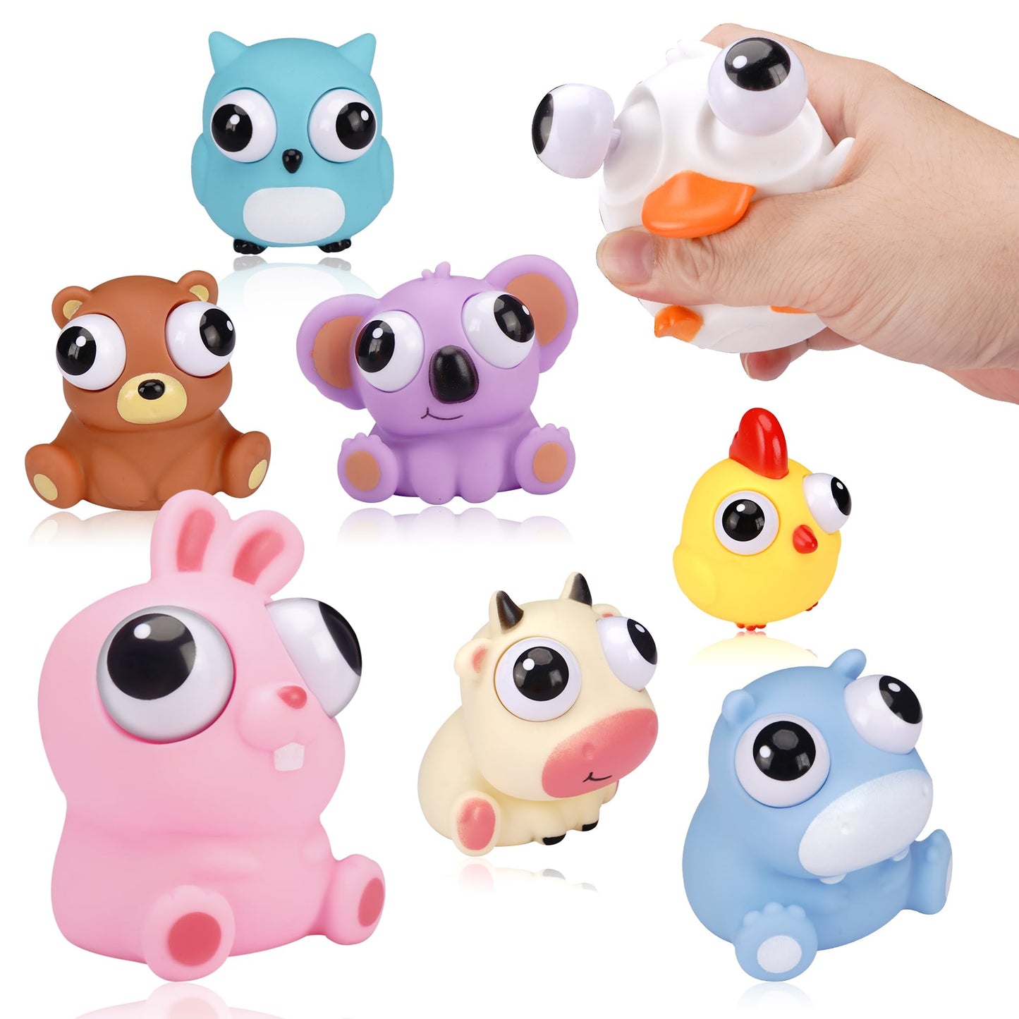 Sepco Animal Squeeze Toys With Pop Out Eyes Eye Popping Stress Relief Toy Balls Fun Fidget Gagdets For Kids Birthday Party Favor