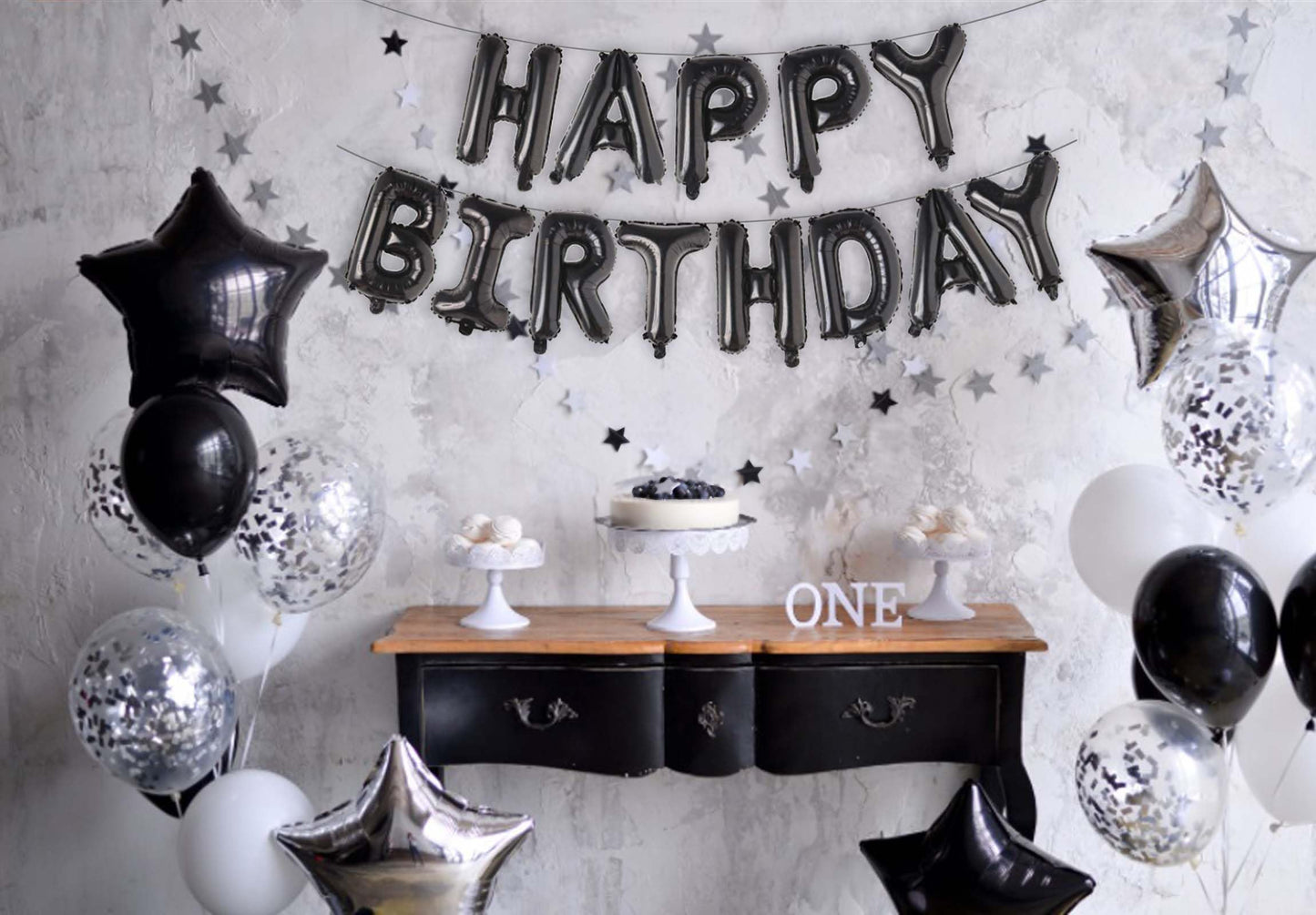 16 Inch Black Happy Birthday Aluminum Foil Letters Balloons Birthday Balloons Banner Sign For Men Women Kids Birthday Party Deco