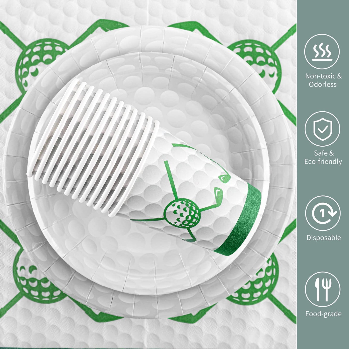 Durony 96 Pieces Golf Party Supplies Tableware Set Include Golf Paper Plates Napkins And Cups Golf Dessert Plates For Golf Sport