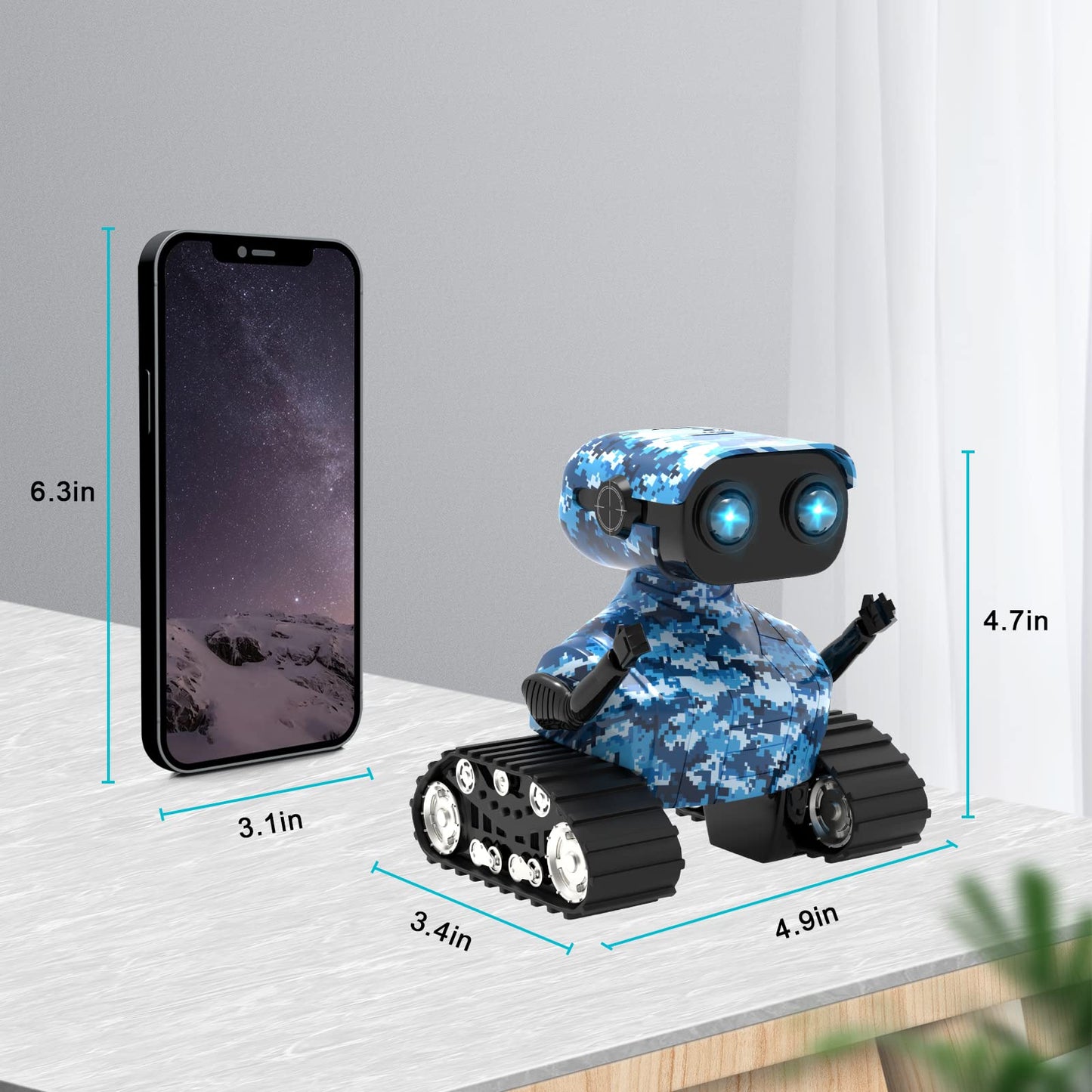 WeWi HLTH Robot Toys, Rechargeable RC Robots for Boys, RC Robot Toys for Kids, Kids Toys with Music and LED Eyes, 3+ Years Old B