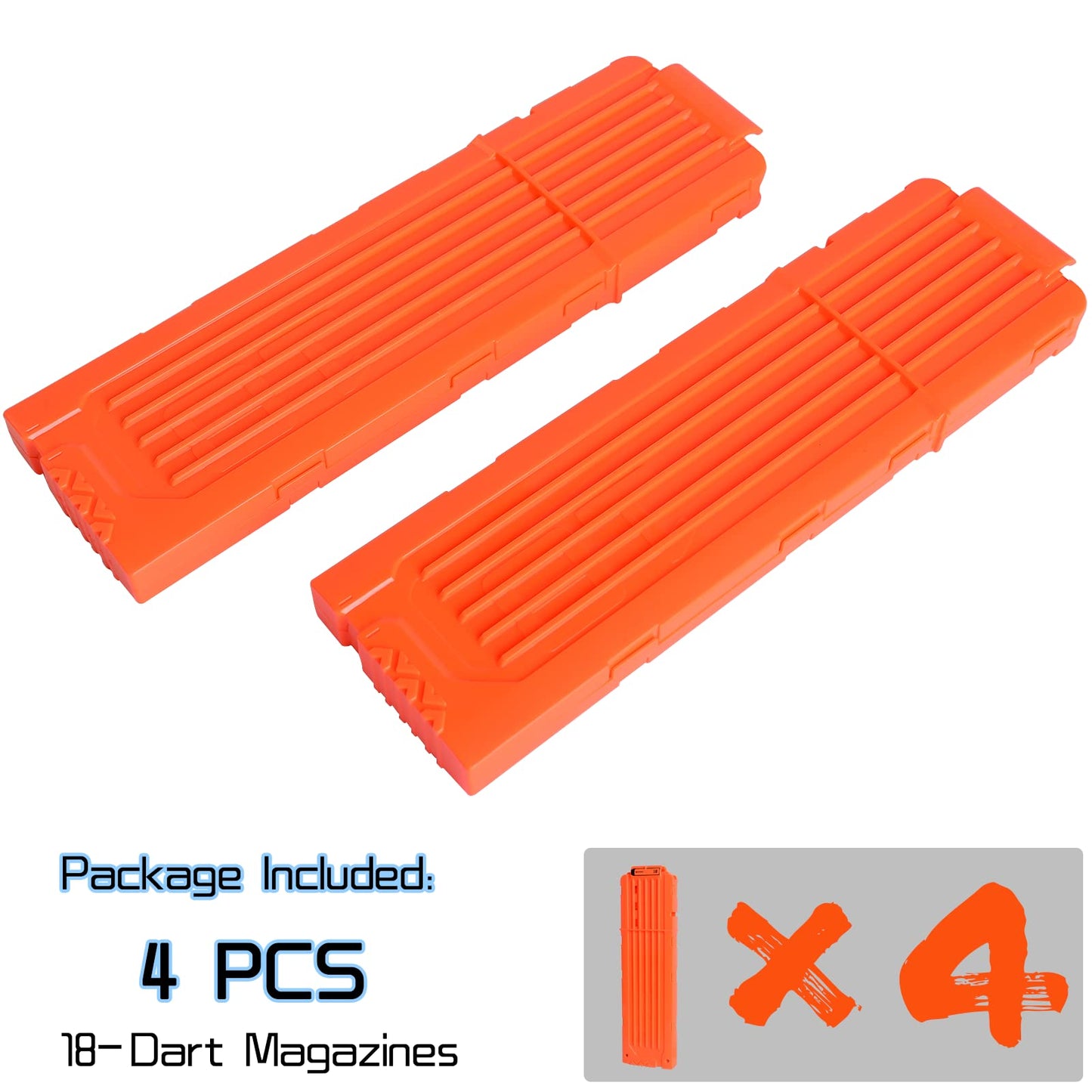 lififun 4 Pack 18-Dart Quick Reload Clip Magazine for Nerf N-Strike advanced Series (Orange)