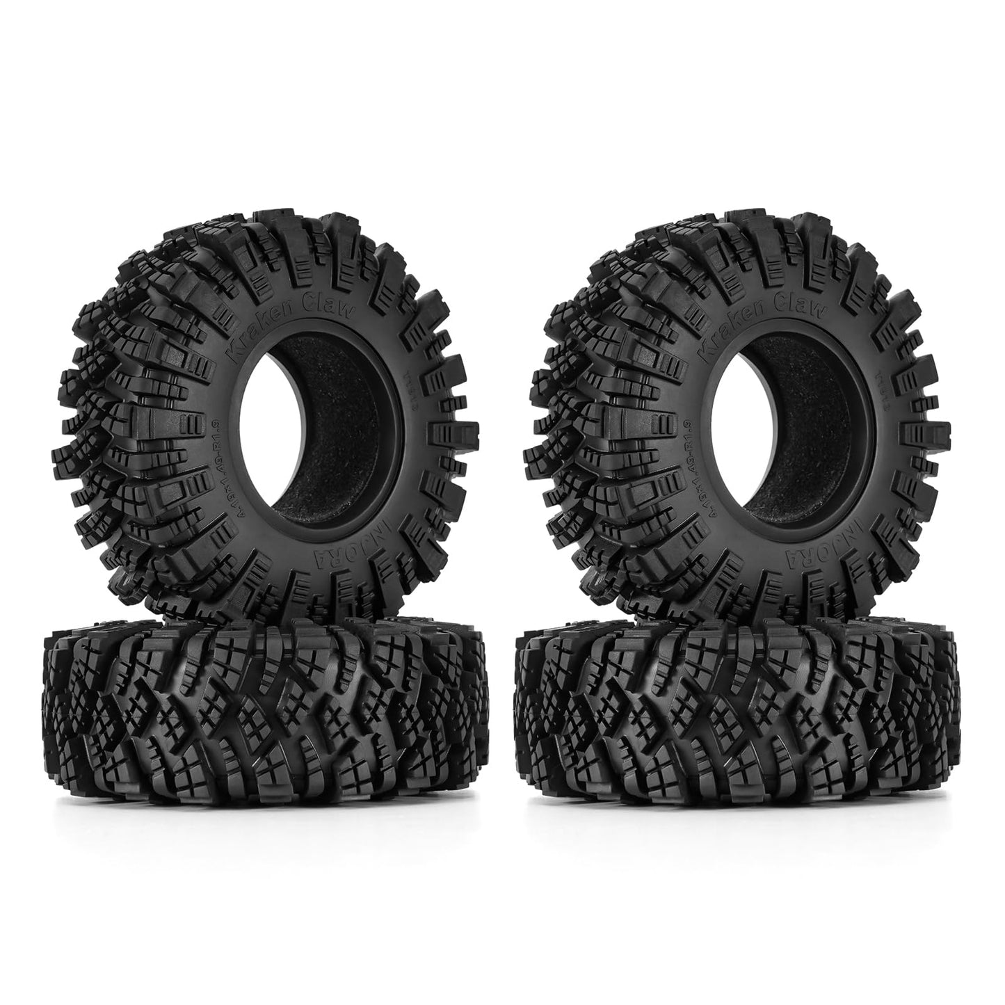 Injora 1.9'' S5 Tires Kraken Claw 106 * 38Mm Mud Terrain Tires For 1/10 Rc Crawler Car Upgrade
