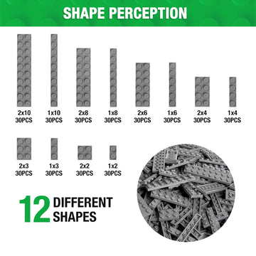 Mannidoo 360 Pieces Flat Building Plates, 12 Sizes Multipacks Compatible With All Major Brands, Small Flat Platform Base For Bri