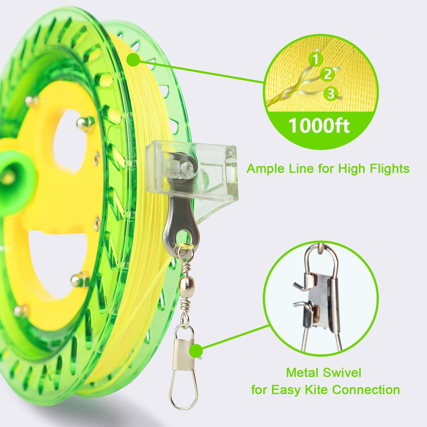 Yfafengs Kite Reels For Adults, Professional Kite String Reel Winder For Adults, 1000Ft Line Kite Spool, Kite String Spool With