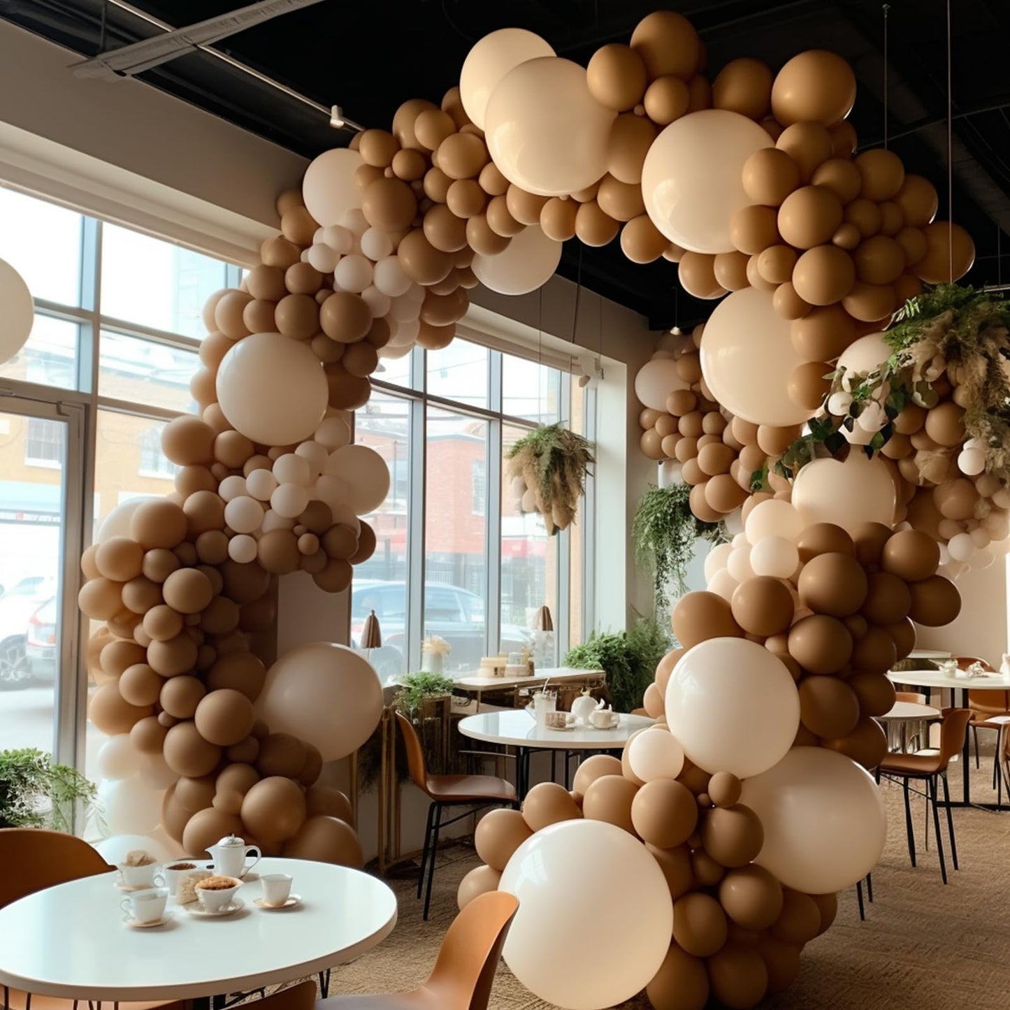 130Pcs Brown Balloons Different Sizes 18'' 12'' 10'' 5'' Balloon Garland Arch Kit Perfect For Birthday Party, Graduation, Baby S