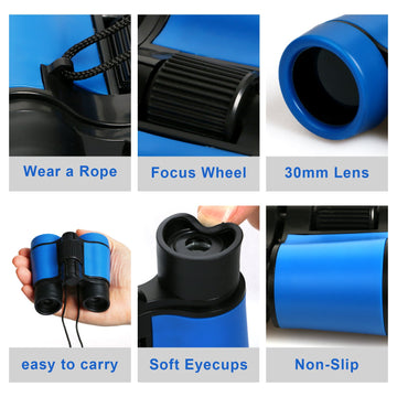 Scotamalone Kids Binoculars Set - Shock Proof, Rubber, Blue, Age 3-12, Perfect for Bird Watching, Hiking, and Birthday Presents