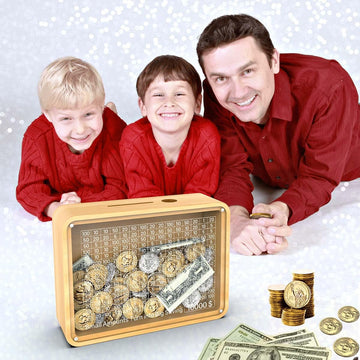 Piggy Bank For Adults Kids, Wooden Coin Bank For Boys And Girls, Cash Vault Money Saving Box With Counter $10000 Savings Challen