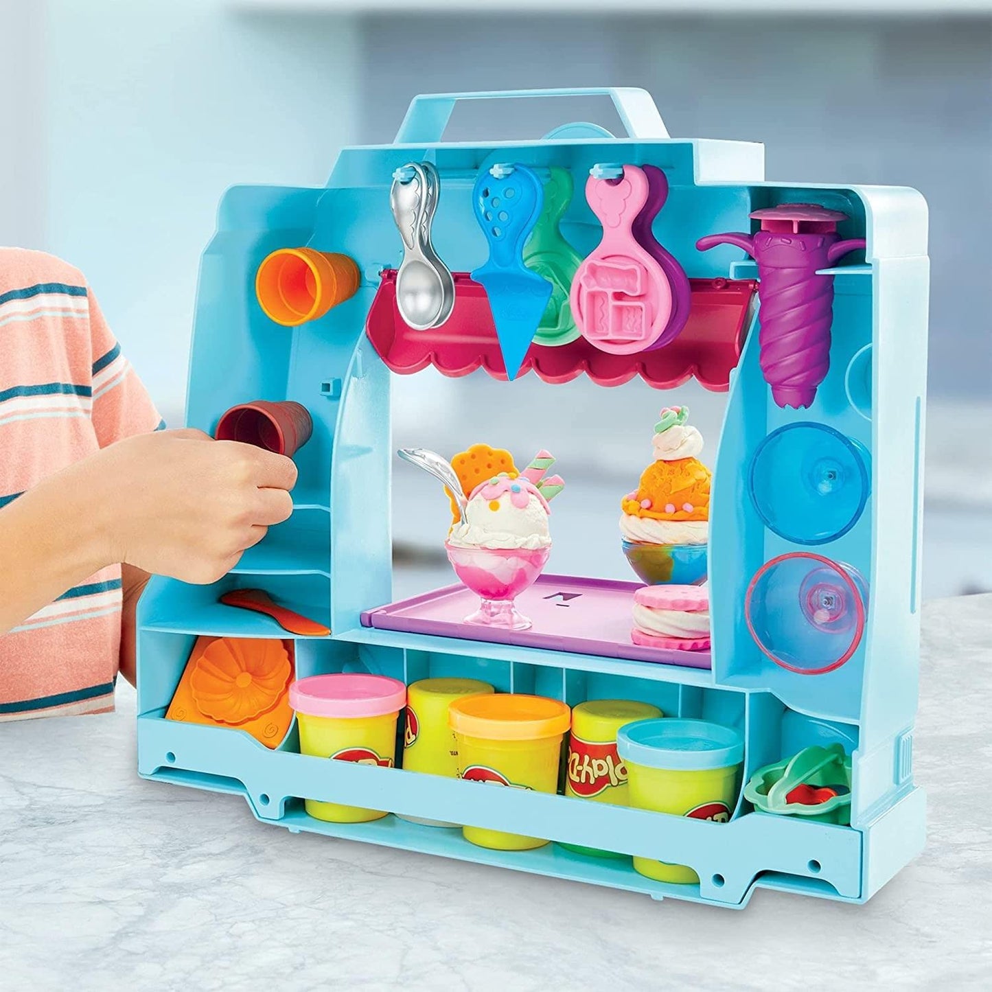 Play-Doh Ice Cream Truck Playset, Pretend Play Toy For Kids 3 Years And Up With 20 Tools, 5 Modeling Compound Colors, Over 250 Possible Combinations